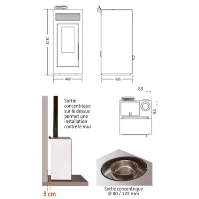 Poêle à Granulés Étanche (Sortie Dessus Concentrique) - Vulcano Up - 13,1 Kw
